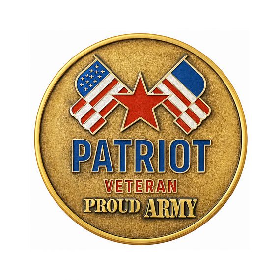 Antique gold Patriot Veteran soft enamel army coin