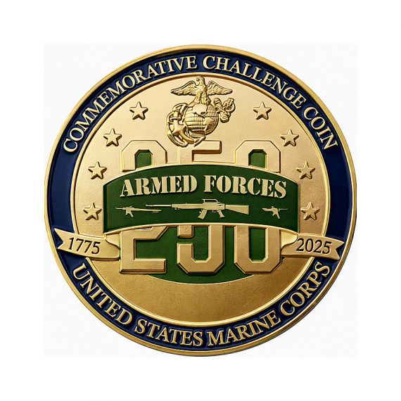 Gold US Marine Corps soft enamel souvenir coin
