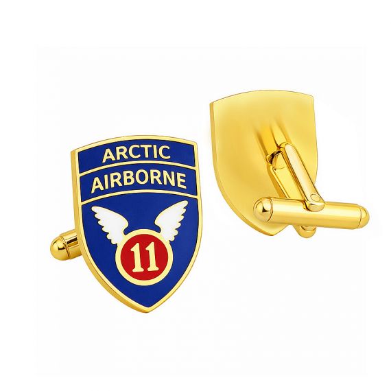 Gold Arctic Airborne soft enamel shield cufflinks