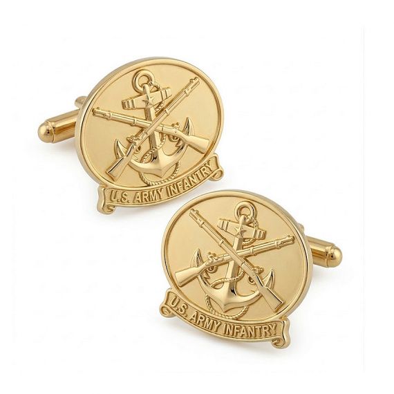 Gold plated U.S. Army Infantry cufflinks