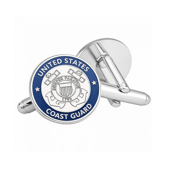 Silver United States Coast Guard soft enamel cufflinks