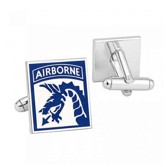 Silver plated Airborne emblem square cufflinks