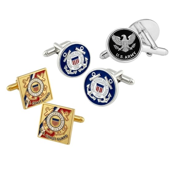 Custom Military Cufflinks - Custom military cufflinks, gold and silver plated with enamel insignia