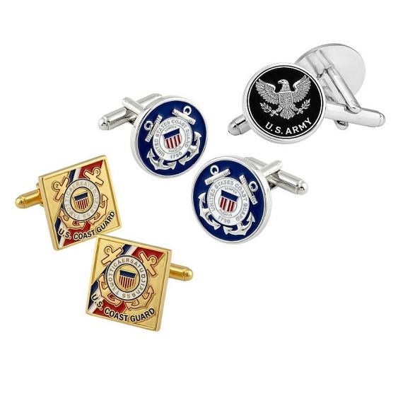 Custom Military Cufflinks - Custom military cufflinks, gold and silver plated with enamel insignia