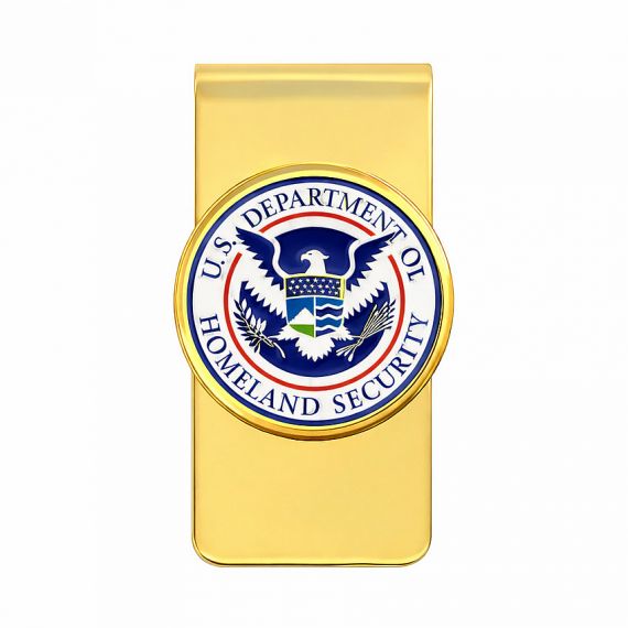 Gold plated Homeland Security emblem money clip