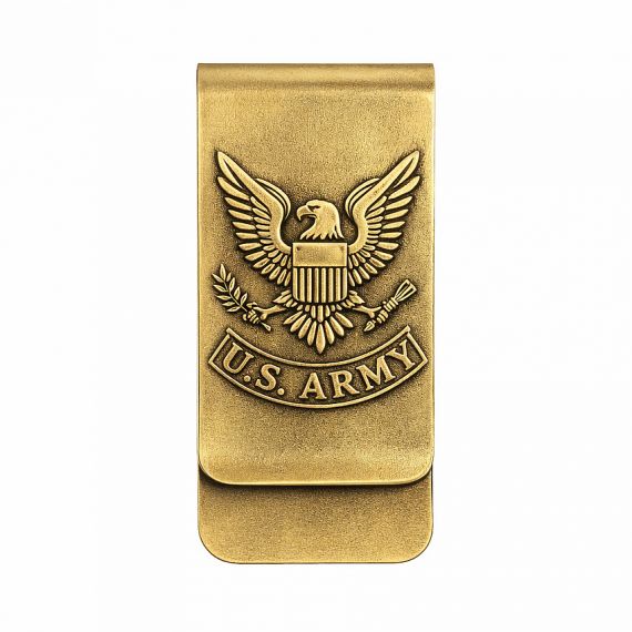 Antique gold U.S. Army embossed money clip