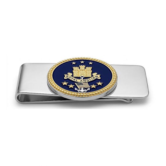 Silver plated military emblem soft enamel money clip
