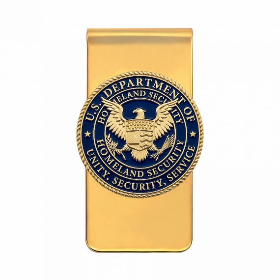 Gold plated Homeland Security soft enamel money clip