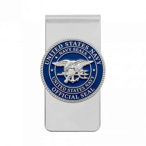 Silver plated Navy SEALs soft enamel money clip