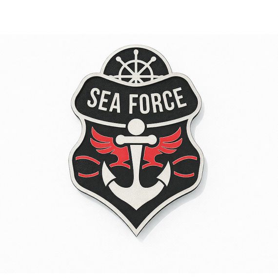 Sea force badge enamel pin with anchor