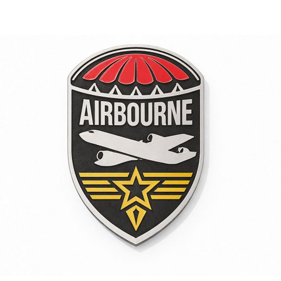 Airborne military badge pin with parachute design
