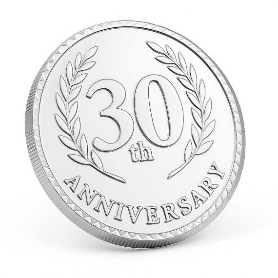 Silver embossed 30th anniversary proof mint coin