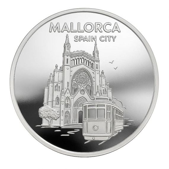 Silver mirror effect city souvenir coin