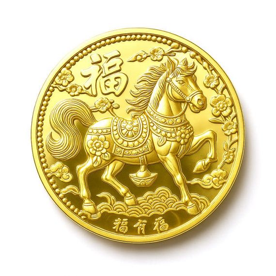 Chinese Year of the Horse gold souvenir proof coin