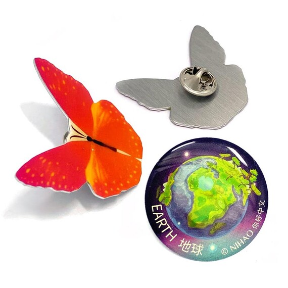 Offset Printed Lapel Pins - Custom shaped offset printed lapel pins with vivid, multi-color graphics.