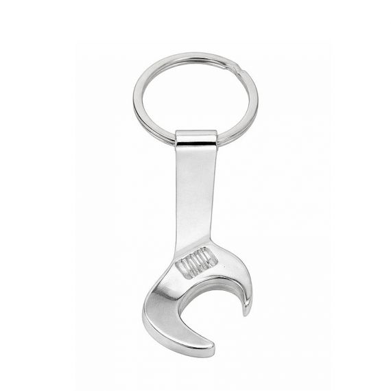 Wrench-shaped bottle opener keychain made of durable zinc alloy