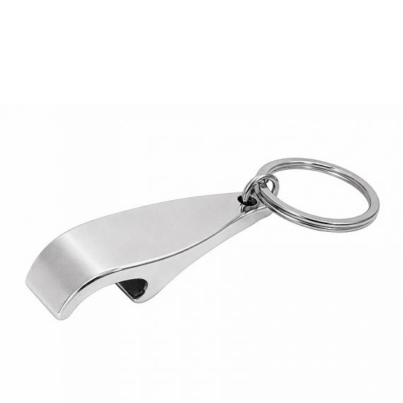 Polished silver zinc alloy keychain with bottle opener