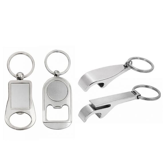 open-design shape zinc alloy bottle opener keychains in sleek, minimalist metal designs
