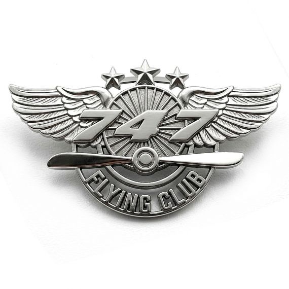 Custom 747 Flying Club silver wings pin