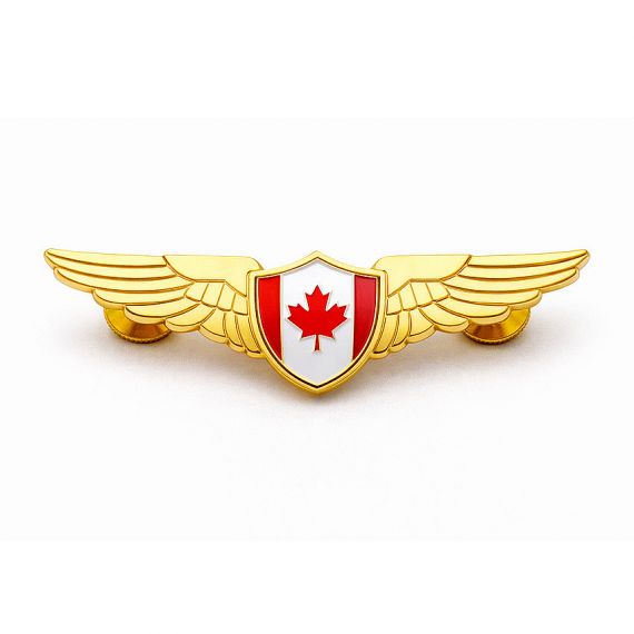 Custom Canadian flag pilot wings metal pin