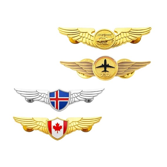 Custom Pilot Wings Pins - Custom aviation wings pins with enamel and metal finishes