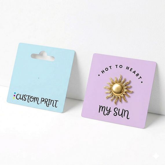 Custom sun pin with branded backing card