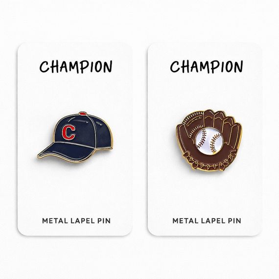 Baseball pins on custom branded backing cards