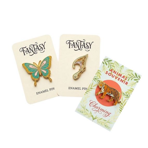 Logo Pins with Custom Backing Cards - Custom enamel pins with printed backing cards for retail display