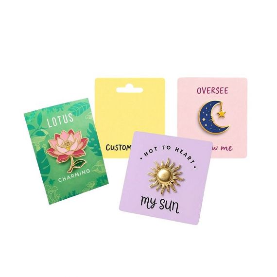 Custom enamel pins with creative printed backing cards