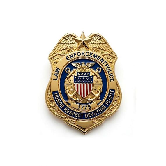 Custom Law Enforcement Badge with gold plating and enamel detailing