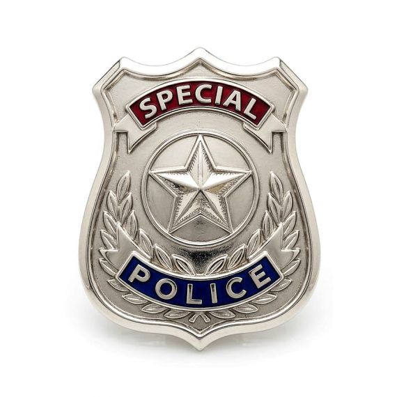 Custom Special Police Badge with silver plating and enamel accents