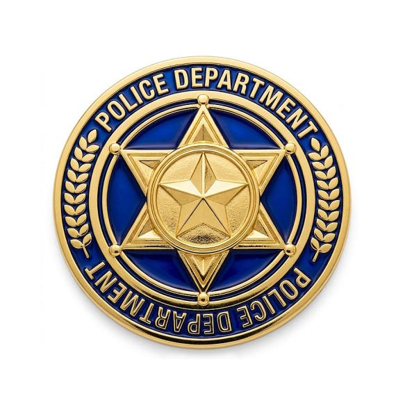 Gold star Law Enforcement Badge with blue enamel