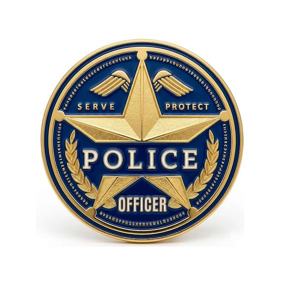 Gold star Police Officer Law Enforcement Badge
