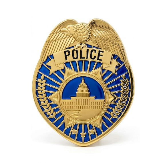 Custom Police Badge with gold plating and blue enamel detailing