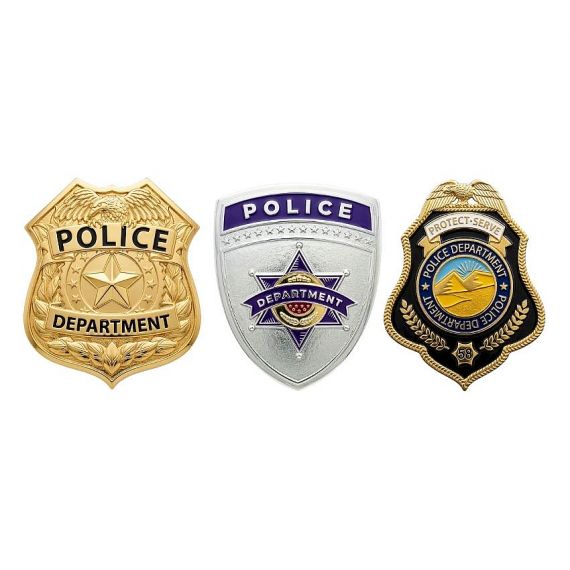 Custom police badges with metal plating and enamel finishes