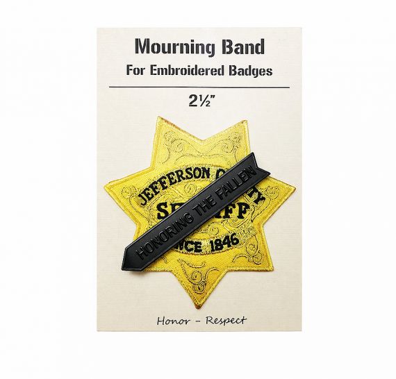 Mourning band for embroidered badge honoring the fallen