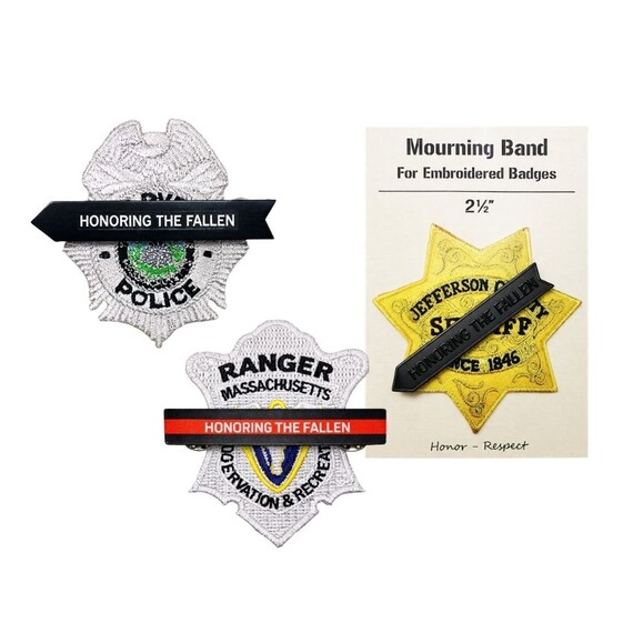 Police Mourning Bands - Custom mourning bands for badges honoring fallen heroes