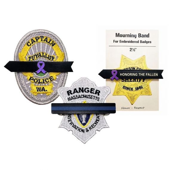 Black mourning bands for badges honoring fallen officers