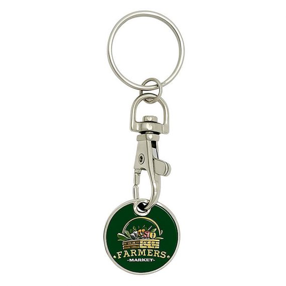 custom logo printed trolley coin keychain european coin size