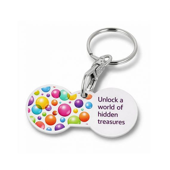 custom logo printed trolley coin keychain european coin size