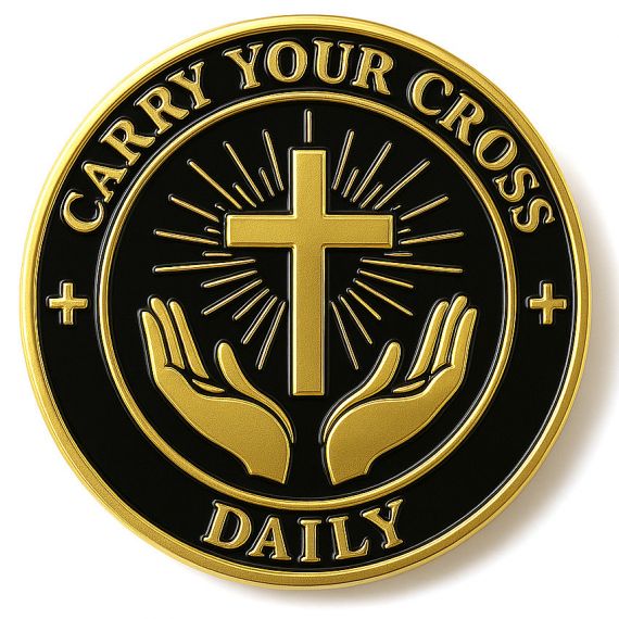 gold metal religious praying coin