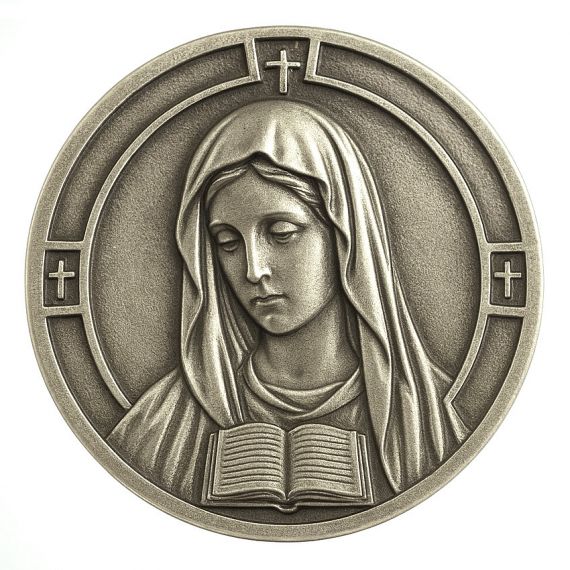 Antique Silver Virgin Mary religious coin