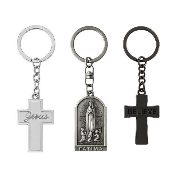 custom made cross metal keychains for religious gifts