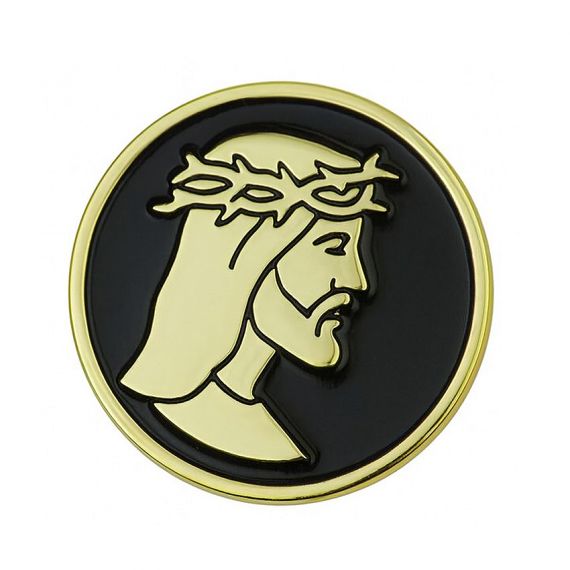 Jesus profile enamel pin with crown of thorns