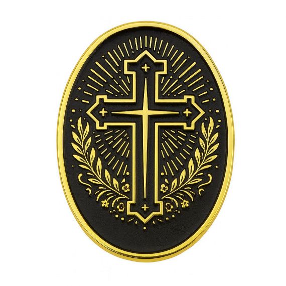 Custom religious cross metal pin with gold plating
