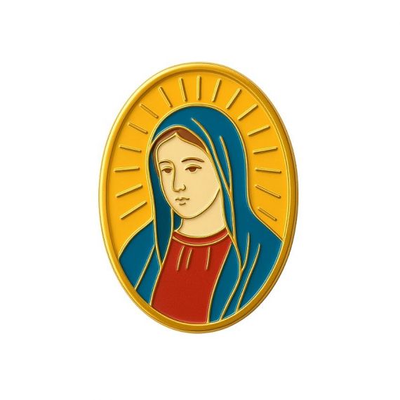 Custom Virgin Mary gold-plated enamel lapel pin