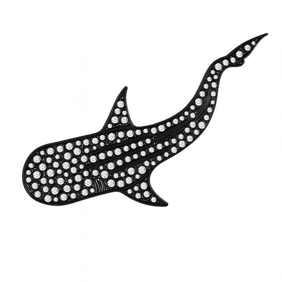 Manufacturer artistic whale shark pin with black base and white rhinestone spots