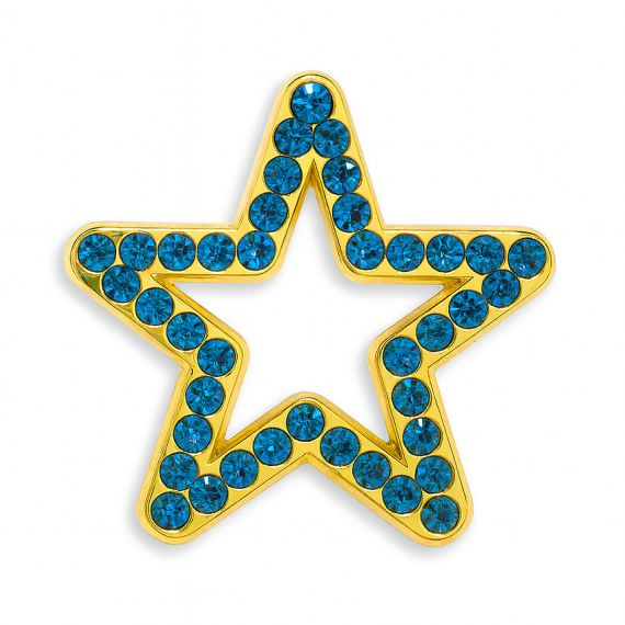 custom star shaped crystal rhinestone pin badge