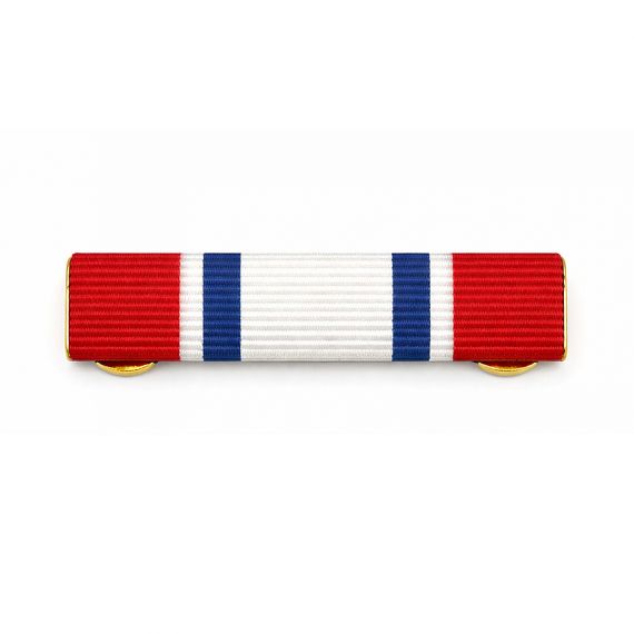Custom military ribbon bar with gold plated backing and clutch pins