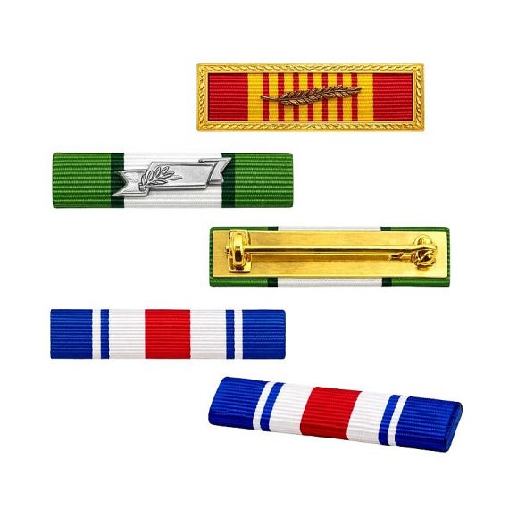 Custom military ribbon bars with metal attachments